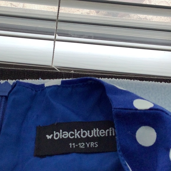 Kids small blue and white polkadot dress - Picture 3 of 5